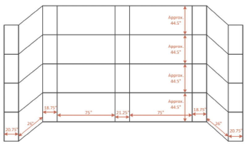 Diagram of window panels within front window. 